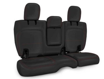 Picture of PRP 2018+ Jeep Wrangler JLU/4 Door Rear Bench Cover w/ Leather Interior - Black w/ Red Stitching