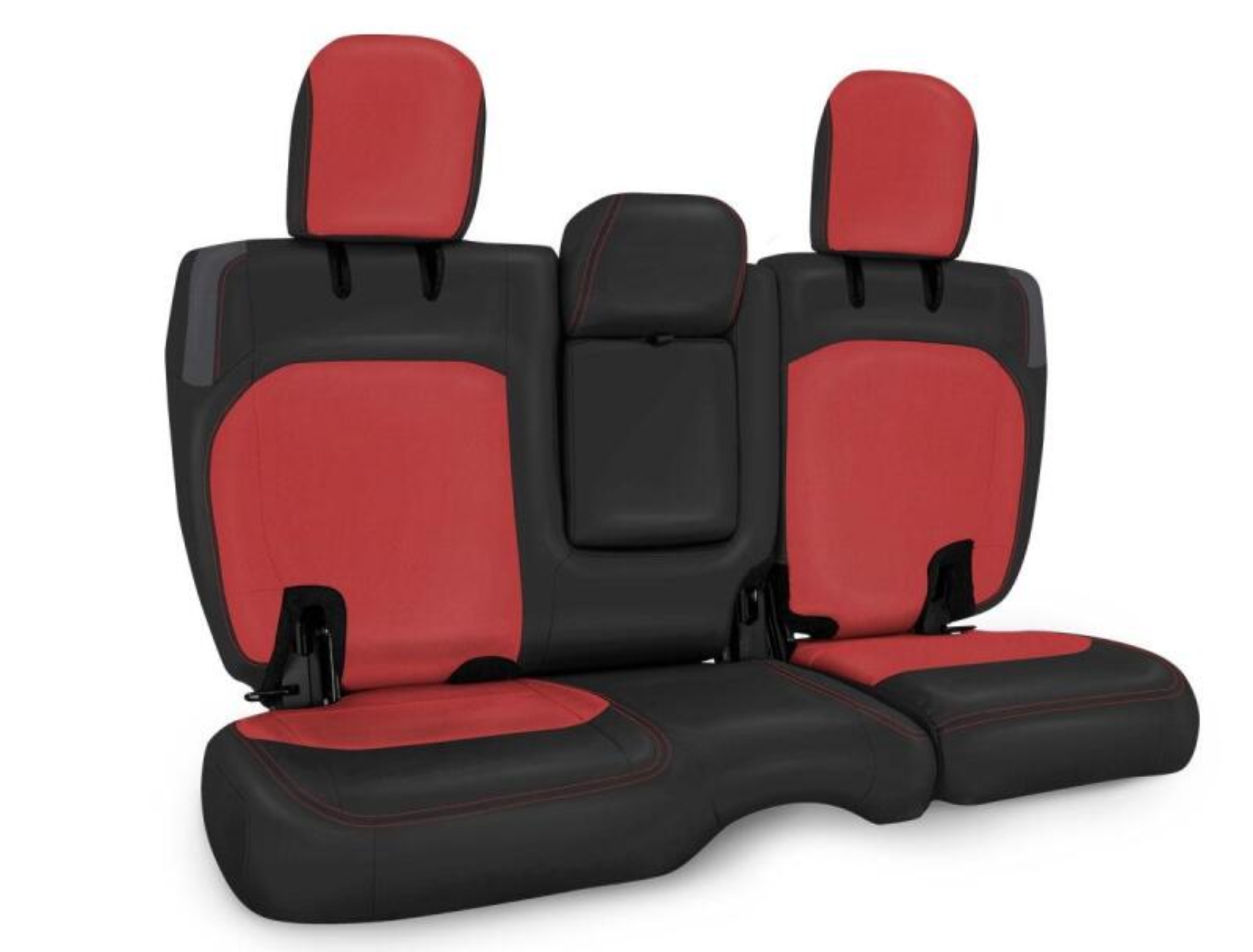 Picture of PRP 2018+ Jeep Wrangler JLU/4 door Rear Bench Cover with Leather Interior - Black/Red