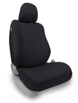 Picture of PRP 12-15 Toyota Tacoma Front Seat Covers/ Fold Flat Edition (Pair) - Black with Red Stitching