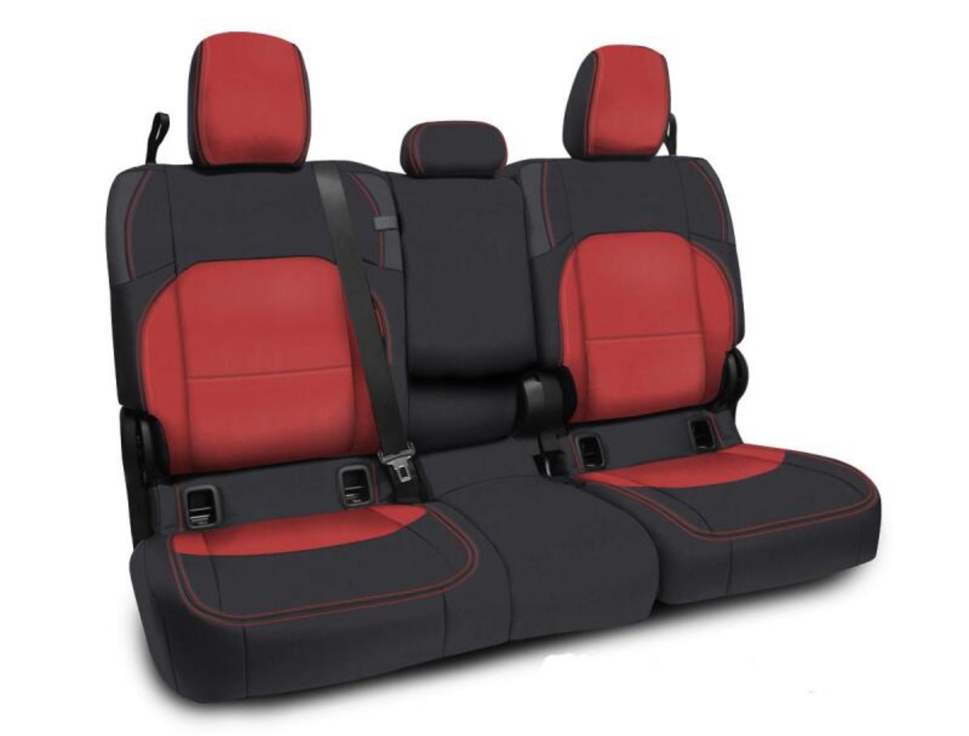 Picture of PRP 2020+ Jeep Gladiator JT Rear Bench Cover with Leather Interior - Black/Red