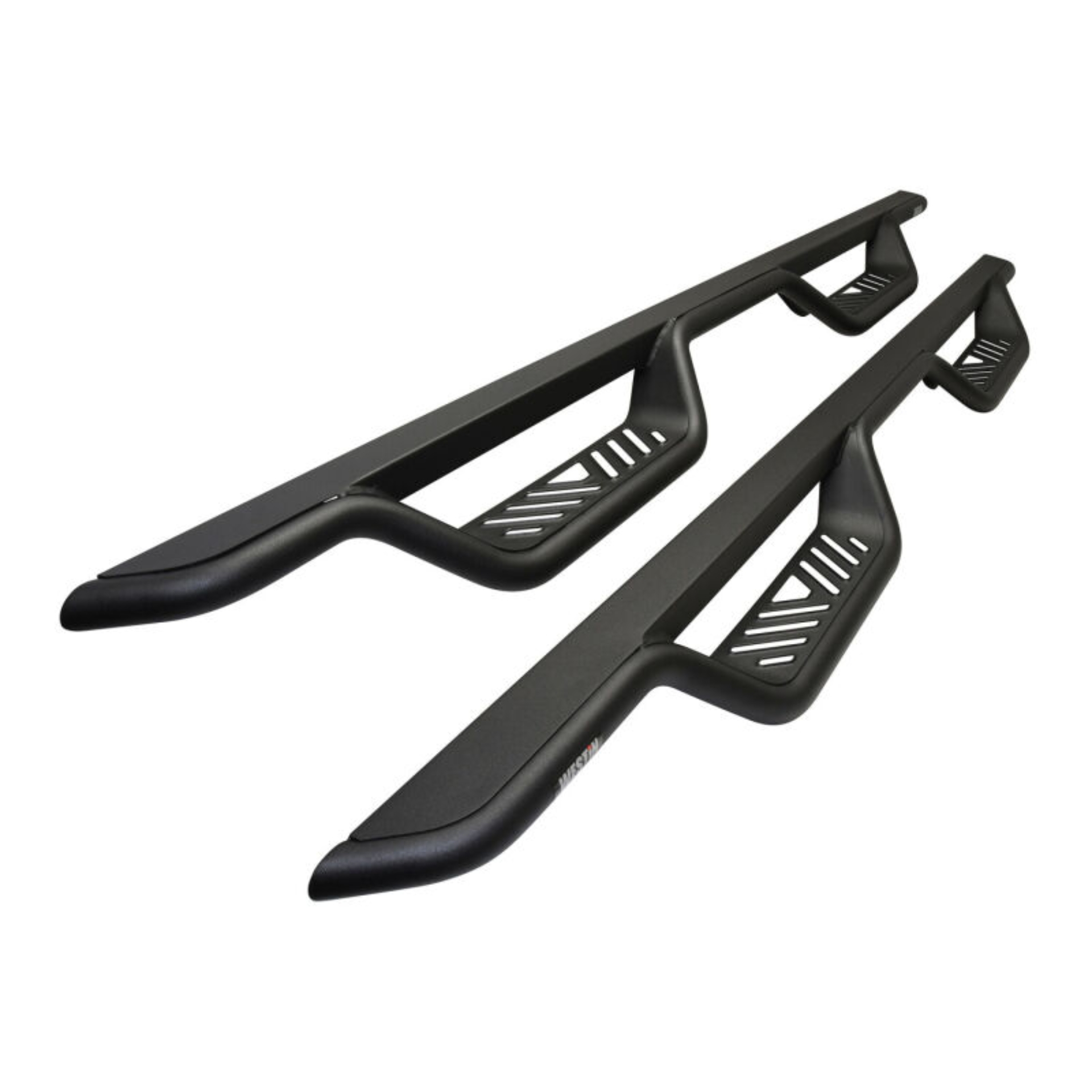 Picture of Westin 14-18 Chevrolet Silverado/GMC Sierra Crew Cab Outlaw Nerf Step Bars (Excl. Diesel) -Text. Blk