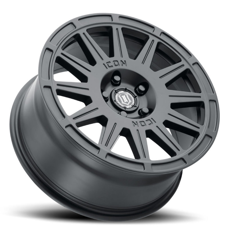 Picture of ICON Ricochet 17x8 5x108 38mm Offset 6in BS Satin Black Wheel