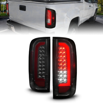 Picture of ANZO 15-21 GMC Canyon Full LED Tail Lights w/ Red Lightbar Black Housing Smoke Lens