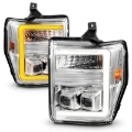Picture of ANZO 08-10 Ford F-250 - F-550 Super Duty Projector Headlights w/ Light Bar Switchback Chrome Housing