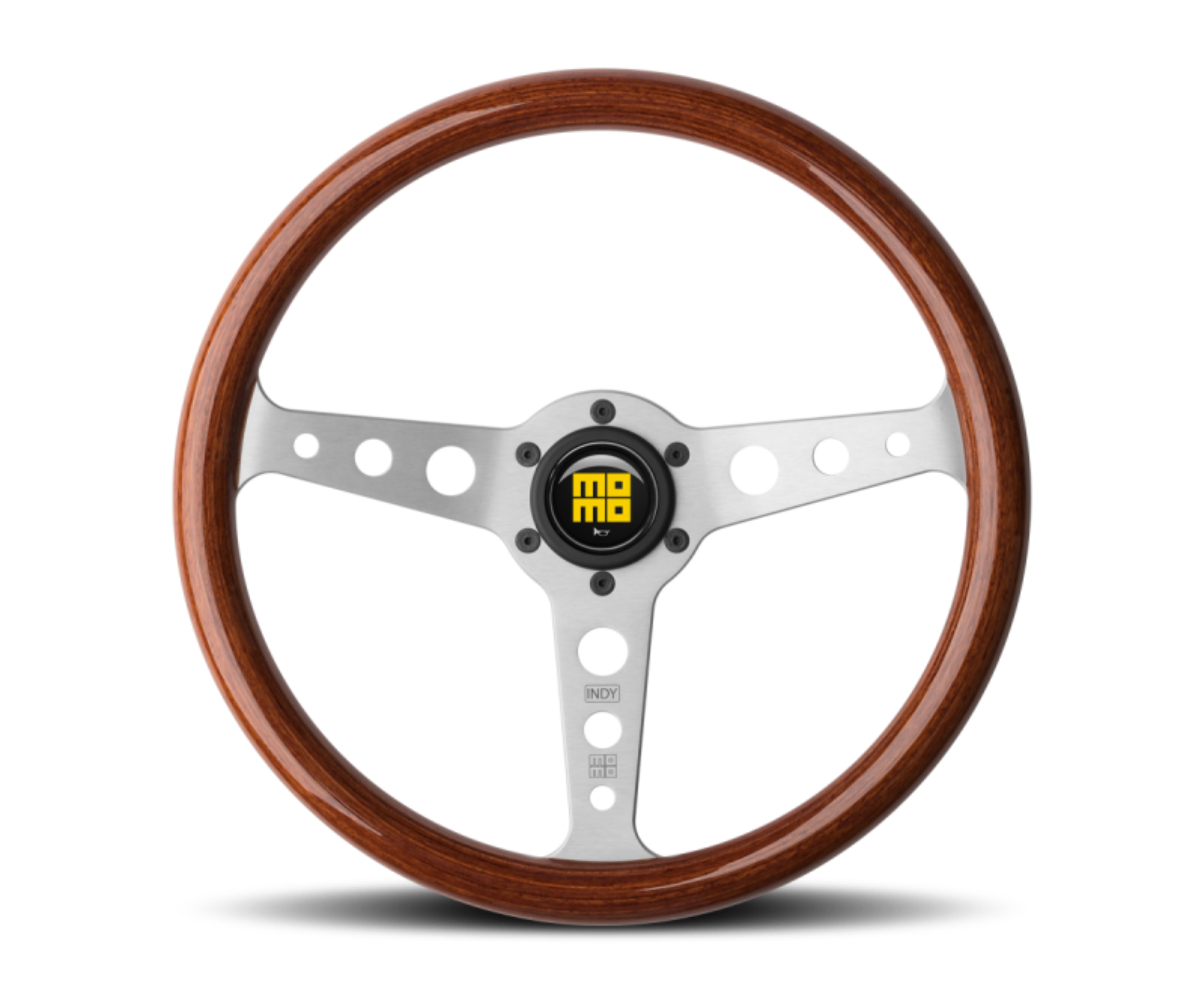 Picture of Momo Indy Steering Wheel 350 mm - Mahogany Wood/Brushed Spokes