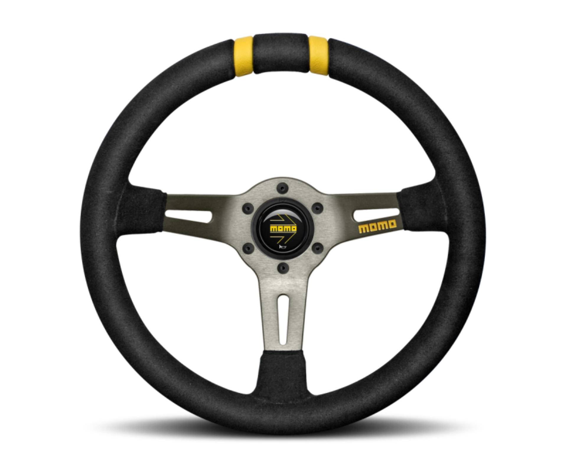 Picture of Momo MODDRIFT Steering Wheel 330 mm - Black Suede/Anthracite Spokes/2 Stripes