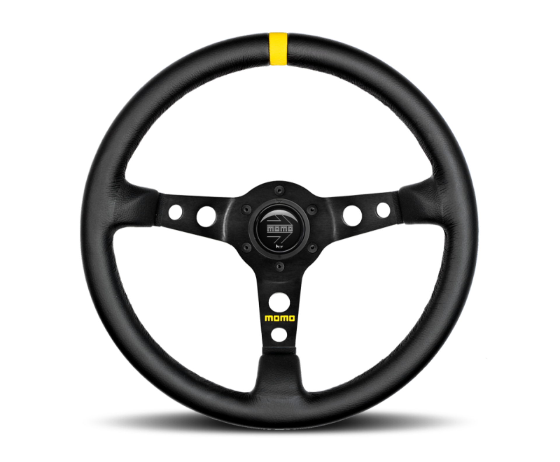 Picture of Momo MOD07 Steering Wheel 350 mm - Black Leather/Black Spokes/1 Stripe
