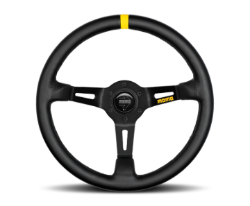 Picture of Momo MOD08 Steering Wheel 350 mm - Black Leather/Black Spokes/1 Stripe