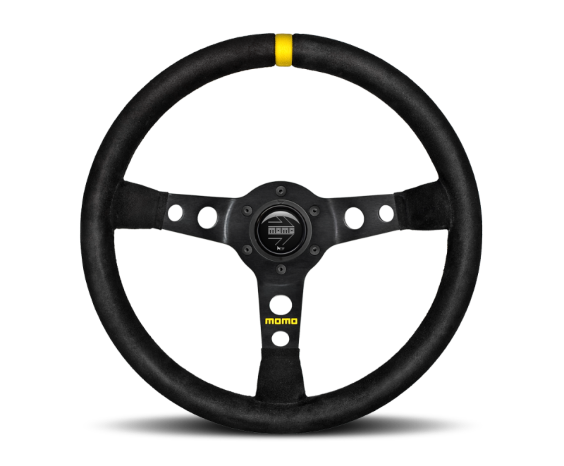 Picture of Momo MOD07 Steering Wheel 350 mm - Black Suede/Black Spokes/1 Stripe