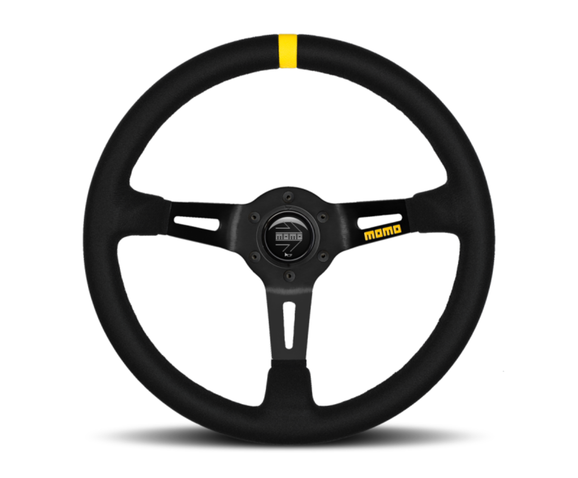 Picture of Momo MOD08 Steering Wheel 350 mm - Black Suede/Black Spokes/1 Stripe