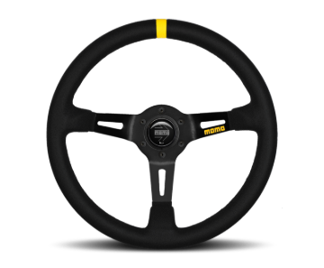 Picture of Momo MOD08 Steering Wheel 350 mm - Black Suede/Black Spokes/1 Stripe