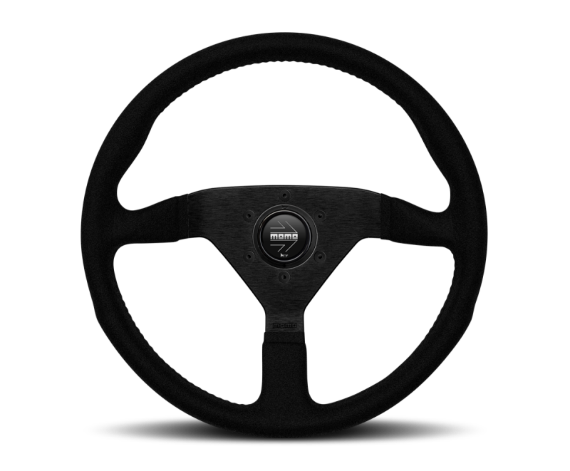Picture of Momo Montecarlo Alcantara Steering Wheel 320 mm - Black/Black Stitch/Black Spokes