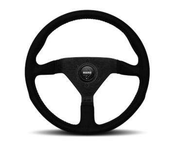 Picture of Momo Montecarlo Alcantara Steering Wheel 350 mm - Black/Black Stitch/Black Spokes