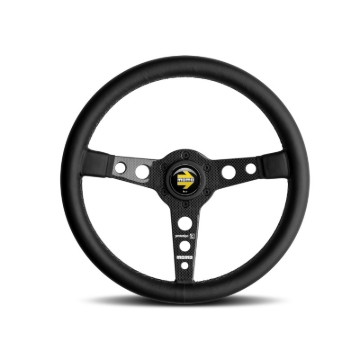 Picture of Momo Prototipo 6C Steering Wheel 350 mm - Black Leather/Gry St/Cbn Fbr Spoke