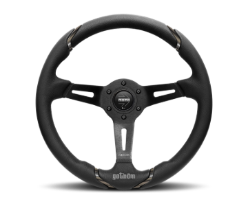 Picture of Momo Gotham Steering Wheel 350 mm - Black Leather/Black Spokes