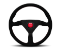 Picture of Momo Montecarlo Alcantara Steering Wheel 350 mm - Black/Red Stitch/Black Spokes