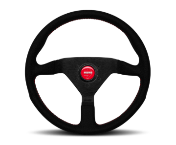 Picture of Momo Montecarlo Alcantara Steering Wheel 320 mm - Black/Red Stitch/Black Spokes