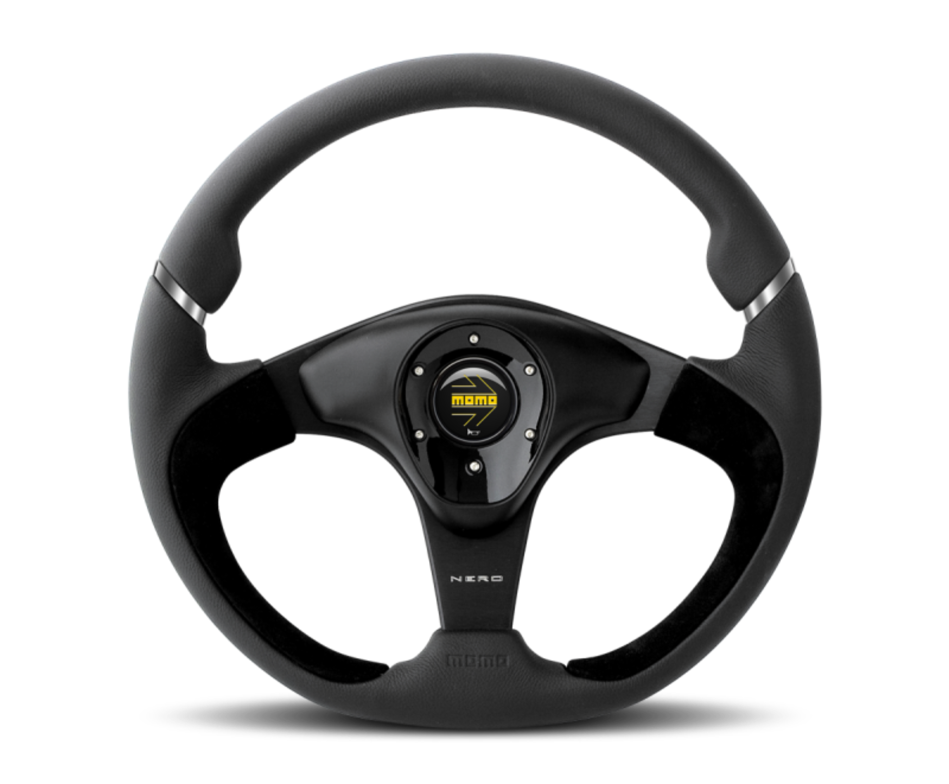 Picture of Momo Nero Steering Wheel 350 mm - Black Leather/Suede/Black Spokes