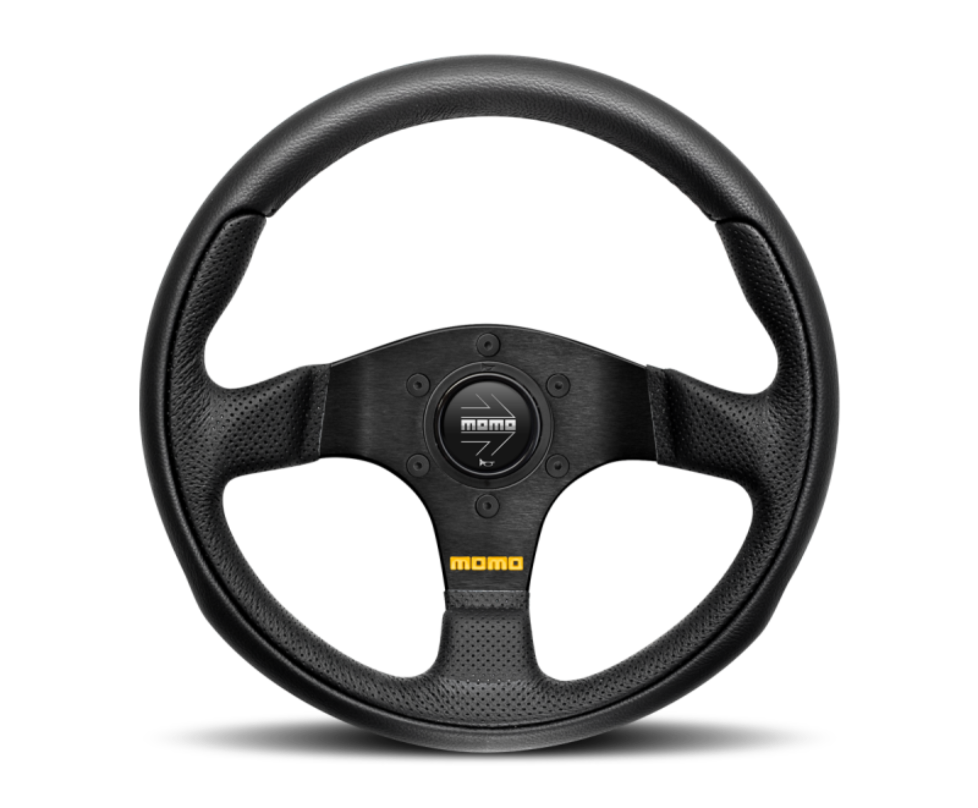 Picture of Momo Team Steering Wheel 300 mm - 4 Black Leather/Black Spokes