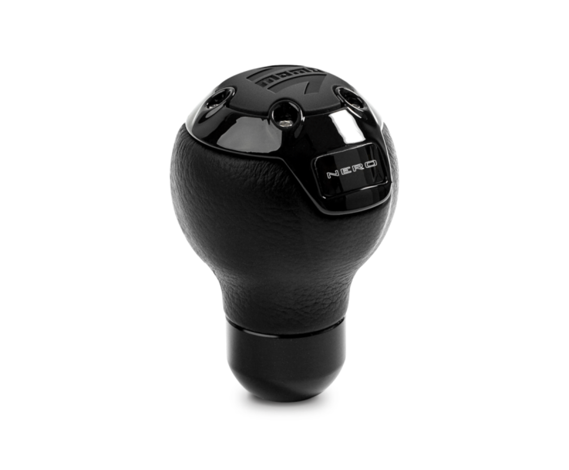 Picture of Momo Nero Shift Knob - Tall Black Leather, Black Chrome Insert