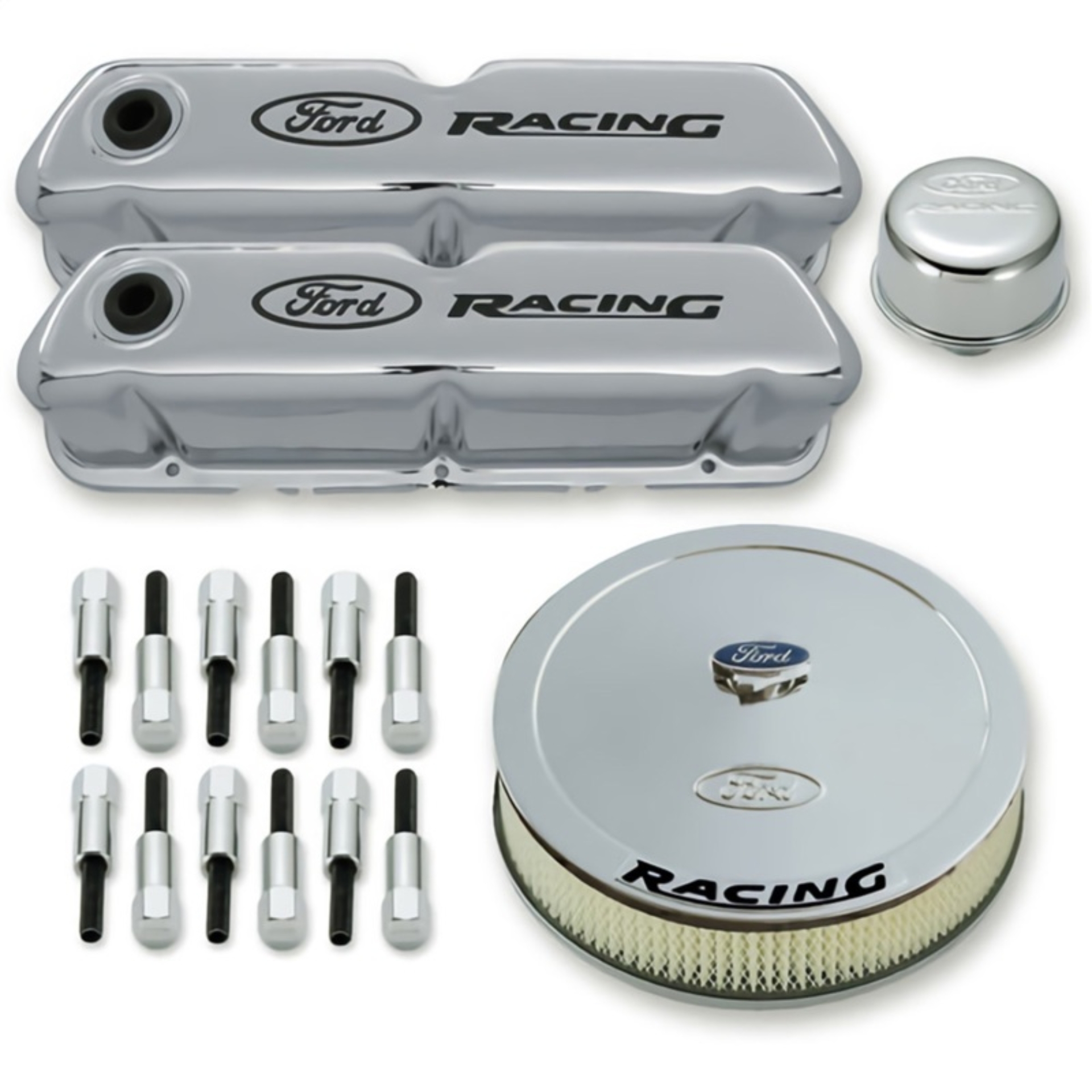 Picture of Ford Racing Complete Dress Up Kit Chrome Finish w/Black Emblems