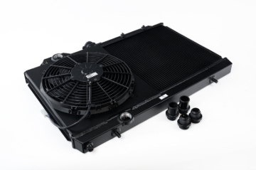 Picture of CSF 01-07 Mitsubishi Evo 7/8/9 Full-Slim Radiator w/12in Fan & Shroud/-16AN - Black
