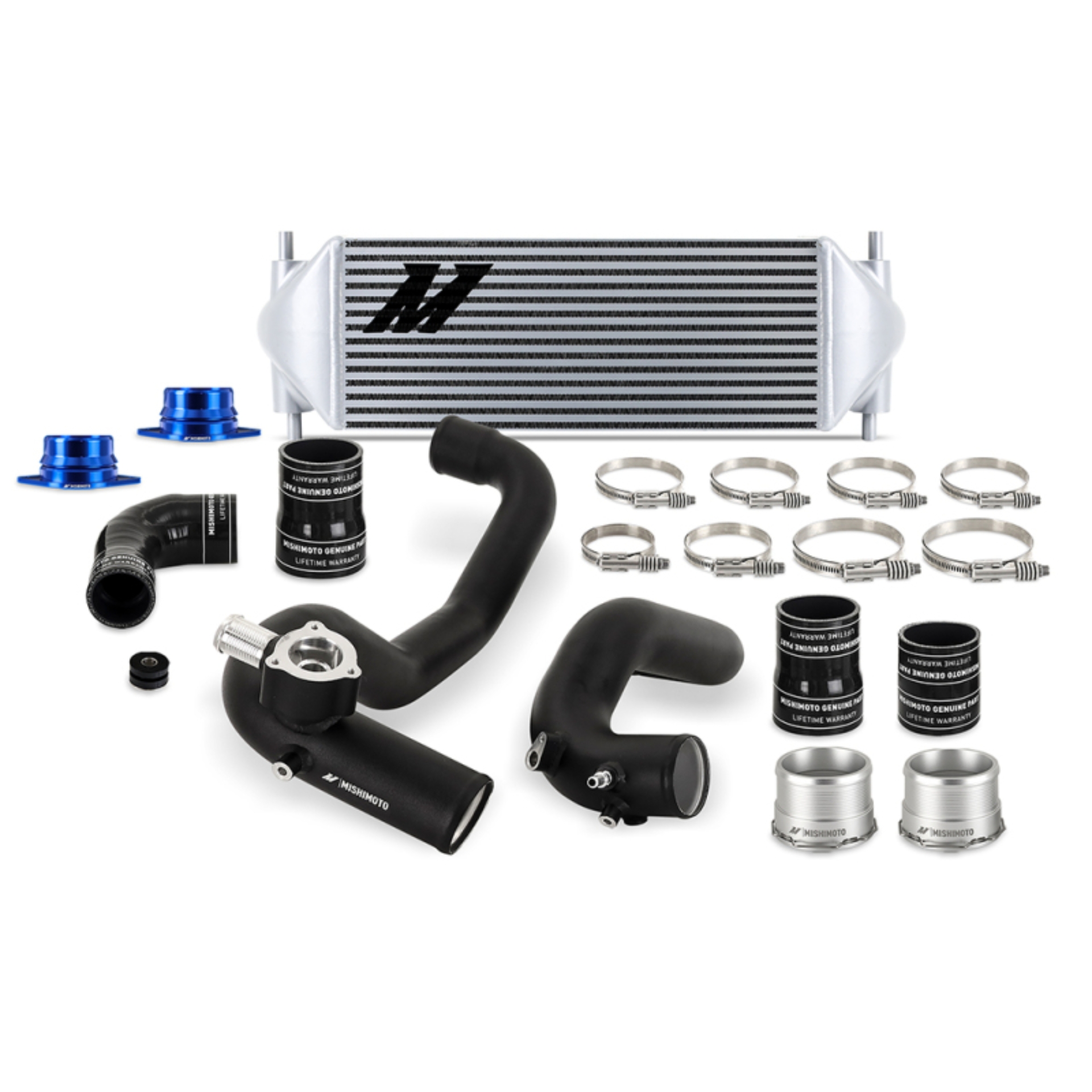 Picture of Mishimoto 2021+ Ford Bronco 2.3L Intercooler Kit - Black Pipes/Silver Core