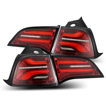 Picture of AlphaRex 20-22 Tesla Model Y PRO-Series LED Tail Lights Red Smoke w/Seq Sig