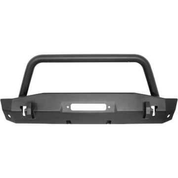 Picture of Westin 18-22 Jeep Wrangler JL / 20-22 Gladiator WJ2 Stubby Front Bumper w/Bull Bar - Tex. Blk