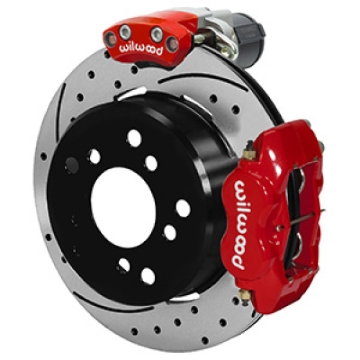 Picture of Wilwood Forged Dynalite Rear Electronic Parking Brake Kit - Red Powder Coat Caliper - D/S Rotor