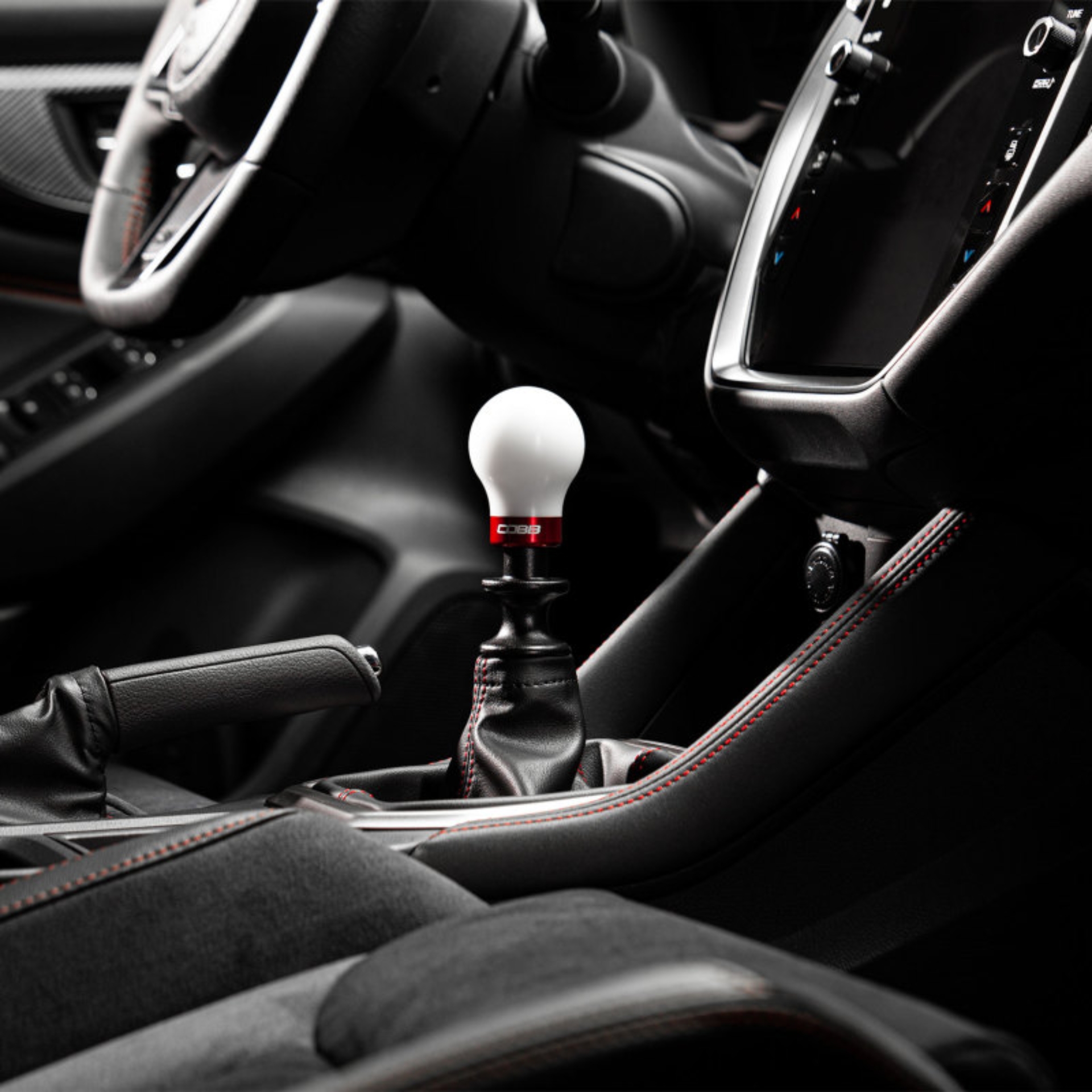 Picture of Cobb Subaru 6-Speed Weighted COBB Shift Knob - White (Incl. Both Red + Blk Collars)