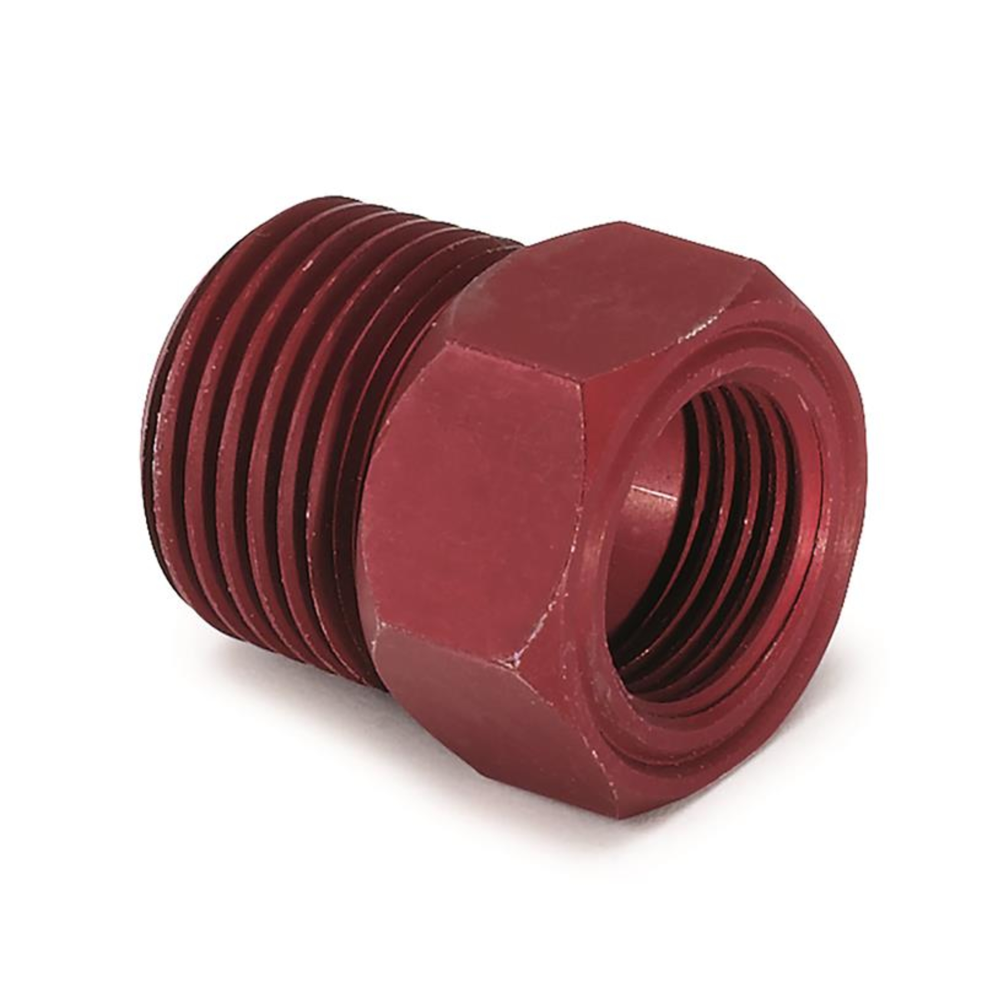Picture of AutoMeter Fitting Adapter 1/2in. NPT Male Aluminum Red For Mech. Temp. Gauge