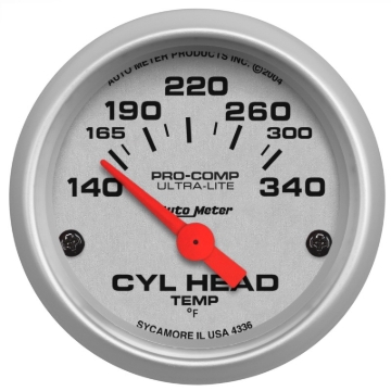 Picture of AutoMeter Gauge Cylinder Head Temp 2-1/16in. 140-340 Deg. F Electric Ultra-Lite