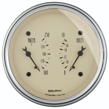 Picture of AutoMeter Gauge Dual Wtmp & Volt 3-3/8in. 250 Deg. F & 18V Elec Antique Beige