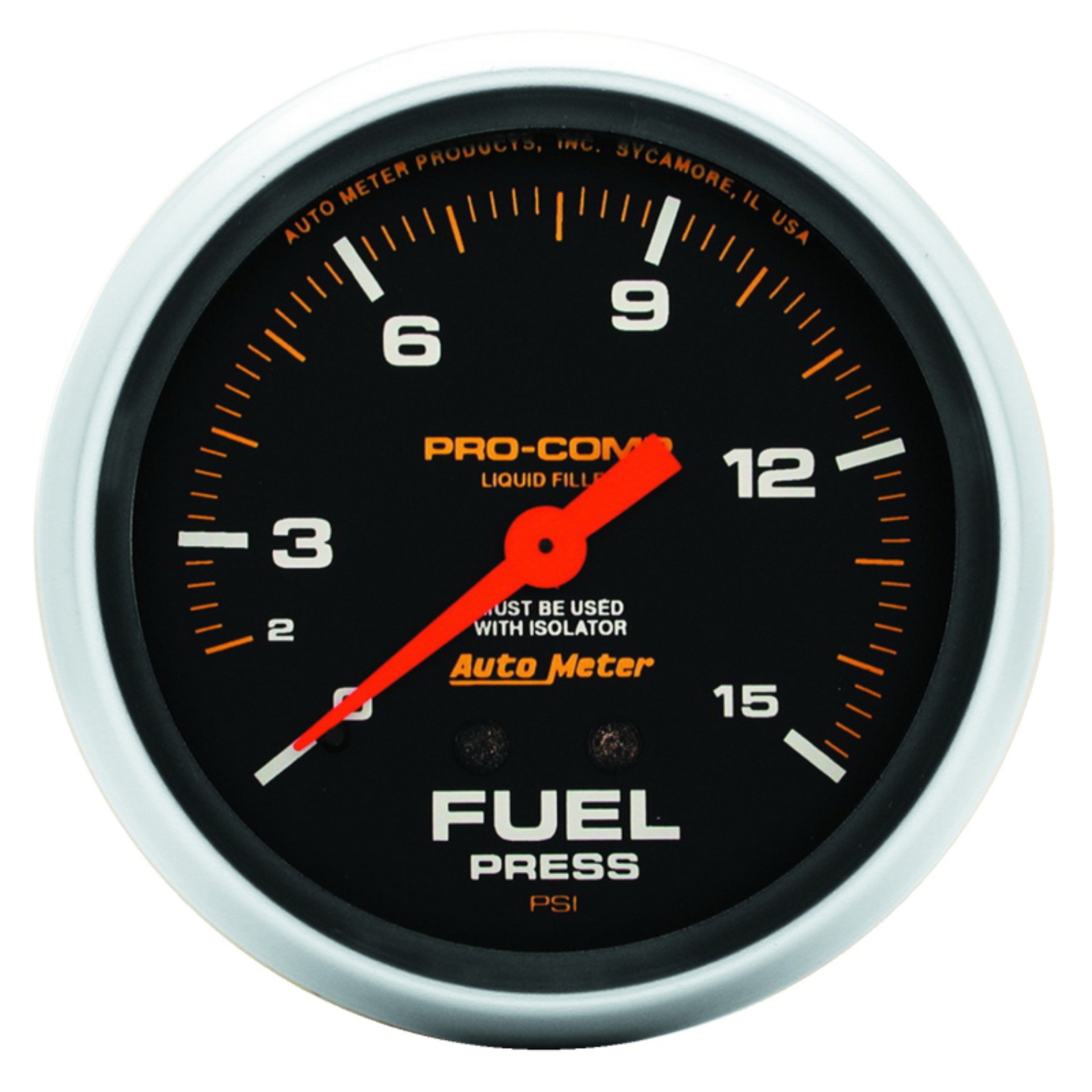 Picture of AutoMeter Gauge Fuel Press 2-5/8in. 15PSI Liquid Filled Mech W/Isolator Pro-Comp
