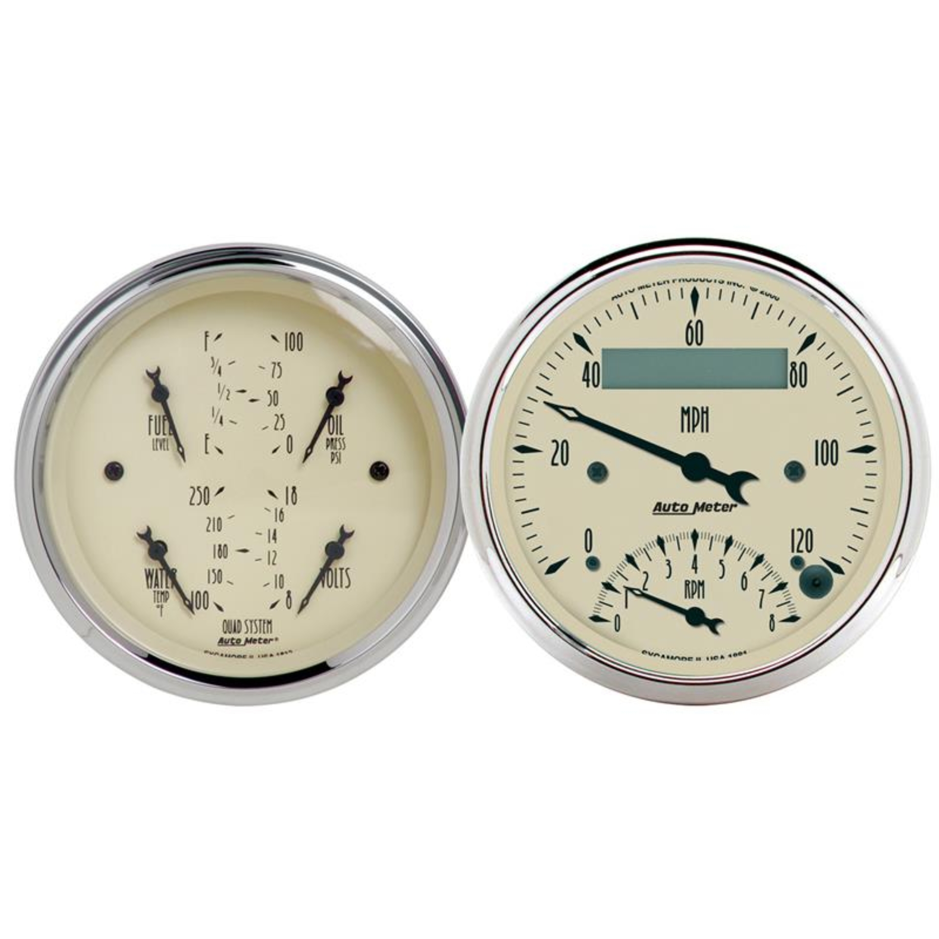 Picture of AutoMeter Gauge Kit 2 Pc. Quad & Tach/Speedo 3-3/8in. Antique Beige