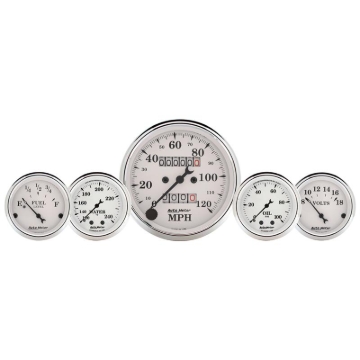 Picture of AutoMeter Gauge Kit 5 Pc. 3-1/8in. & 2-1/16in. Mech. Speedo. Wtmp & Oilp Old Tyme Wht