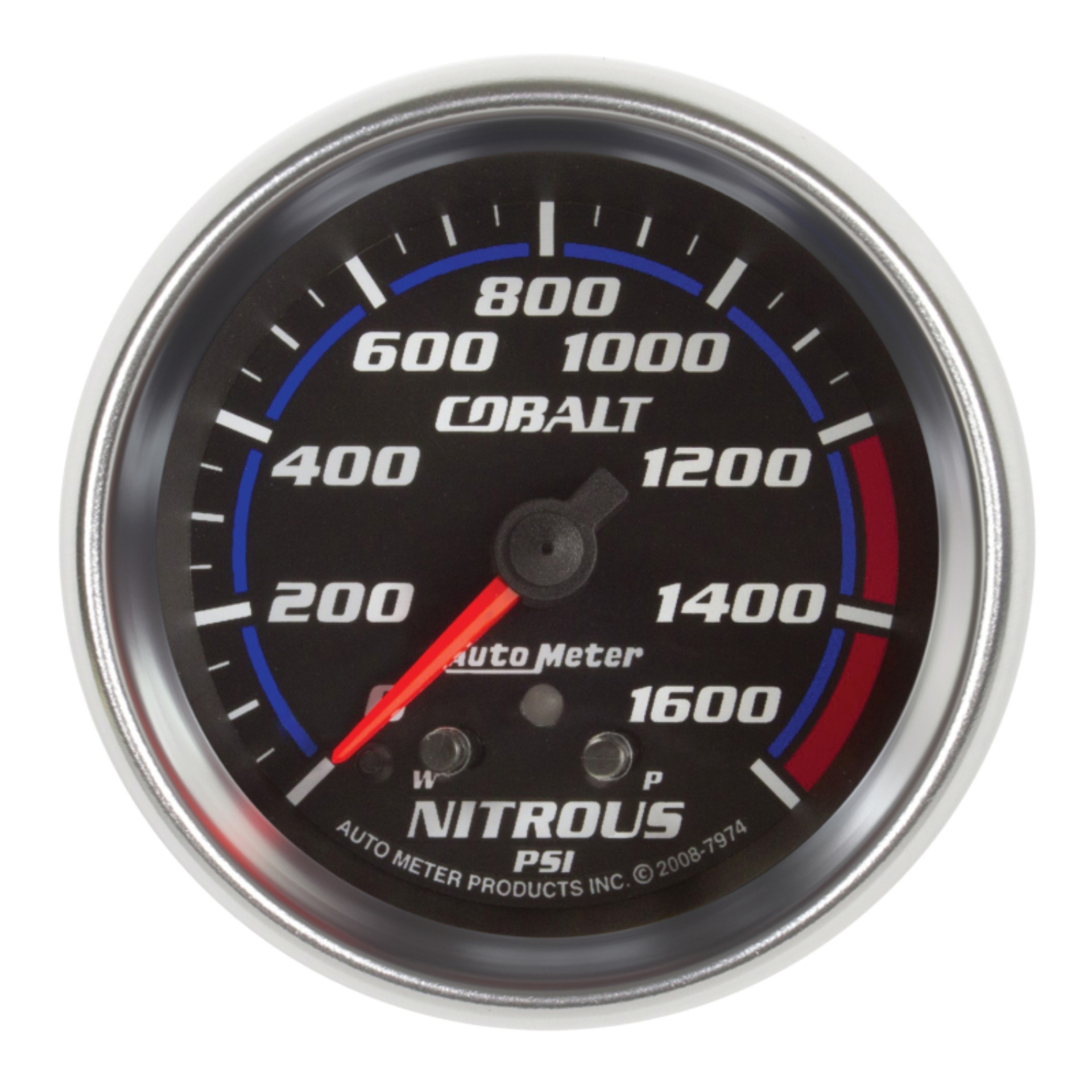 Picture of AutoMeter Gauge Nitrous Press 2-5/8in. 1600PSI Stepper Motor W/ Peak & Warn Cobalt
