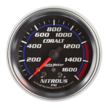 Picture of AutoMeter Gauge Nitrous Press 2-5/8in. 1600PSI Stepper Motor W/ Peak & Warn Cobalt