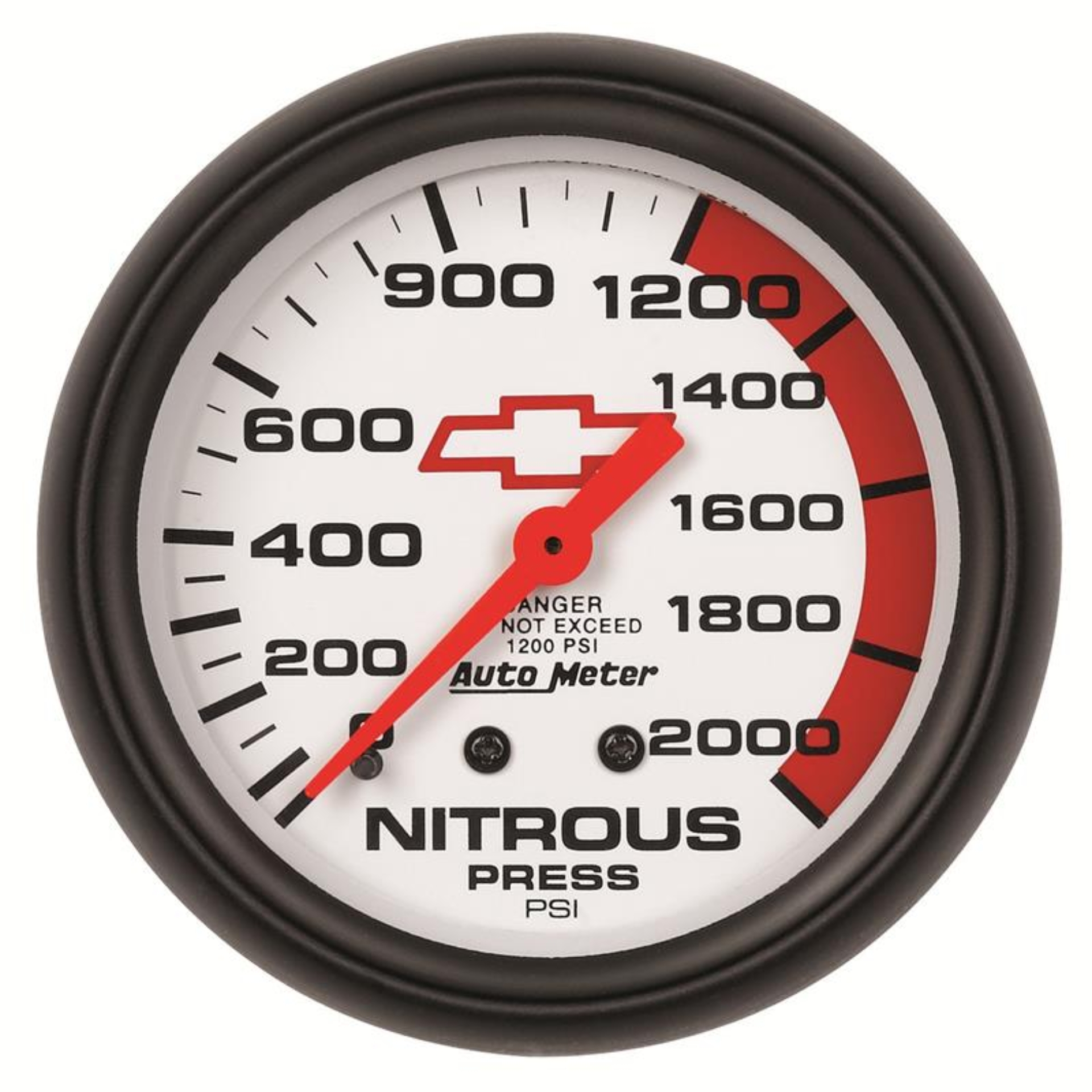 Picture of AutoMeter Gauge Nitrous Pressure 2-5/8in. 2000PSI Mechanical Chevy Red Bowtie White