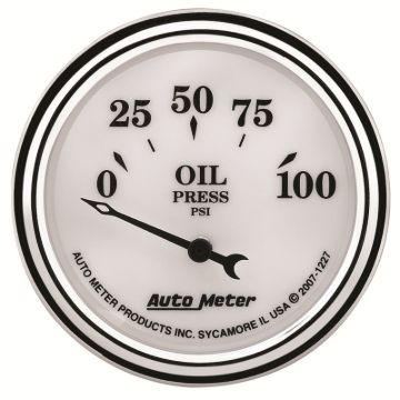 Picture of AutoMeter Gauge Oil Press 2-1/16in. 100PSI Elec Old Tyme White II