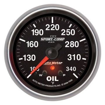Picture of AutoMeter Gauge Oil Temp 2-5/8in. 340 Deg. F Stepper Motor W/ Peak & Warn Sport-Comp II