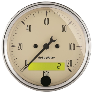 Picture of AutoMeter Gauge Speedo. 3-1/8in. 120MPH Elec. Prog. W/ Lcd Odo Antique Beige