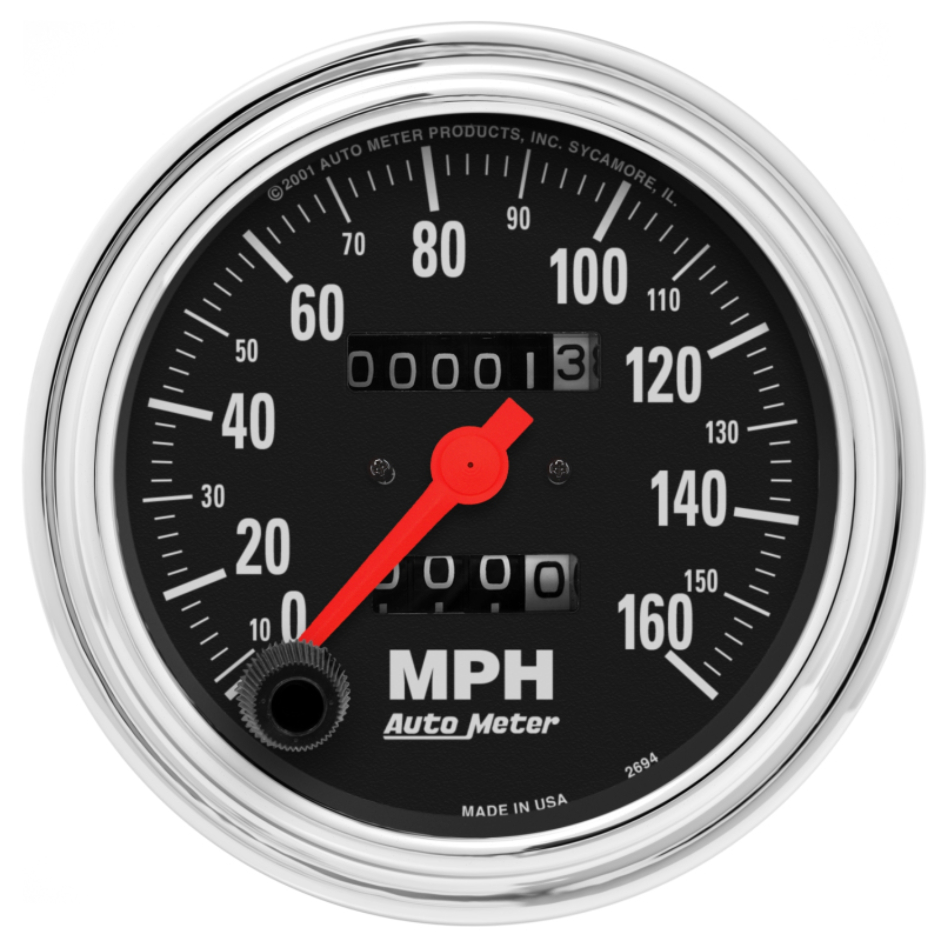 Picture of AutoMeter Gauge Speedometer 3-3/8in. 160MPH Mechanical Traditional Chrome