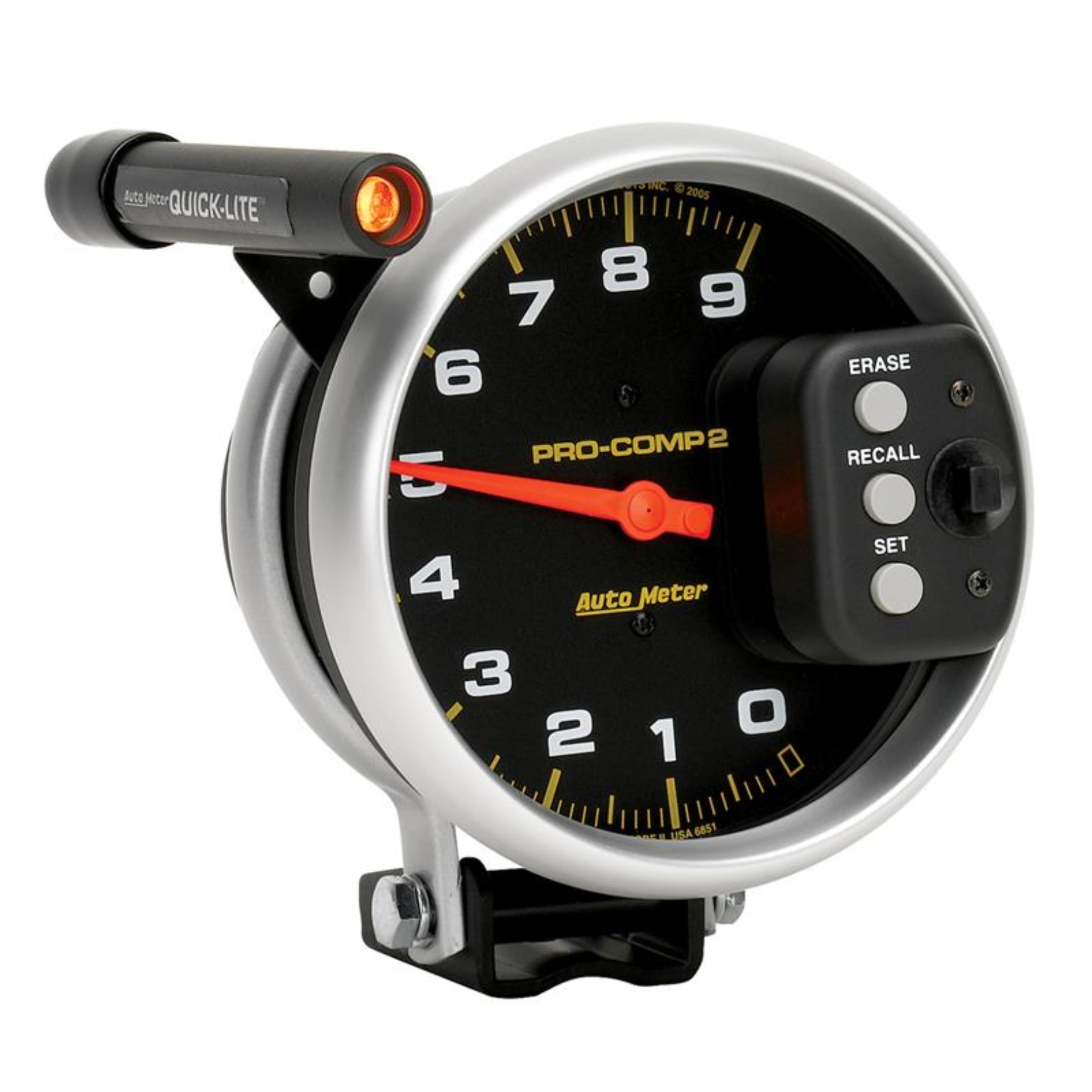 Picture of AutoMeter Gauge Tach 5in. 9K RPM Pedestal W/ Quick Lite & Peak Memory Pro-Comp