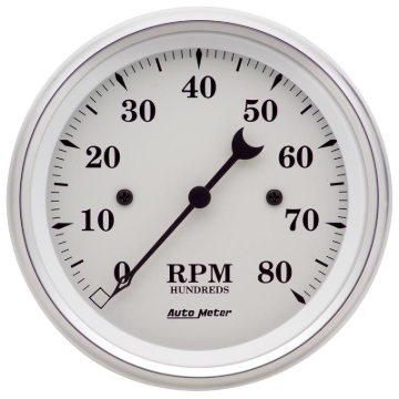 Picture of AutoMeter Gauge Tachometer 3-3/8in. 8K RPM In-Dash Old Tyme White