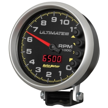 Picture of AutoMeter Gauge Tach 5in. 11K RPM Pedestal Datalogging Ultimate IIi Playback Black
