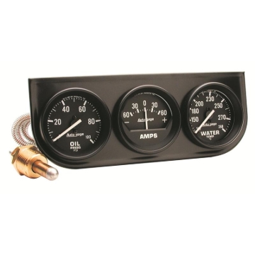 Picture of AutoMeter Gauge Console Oilp/Wtmp/Amp 2in. 100PSI/280 Deg. F/60A Blk Dial Blk Bzl Autogage