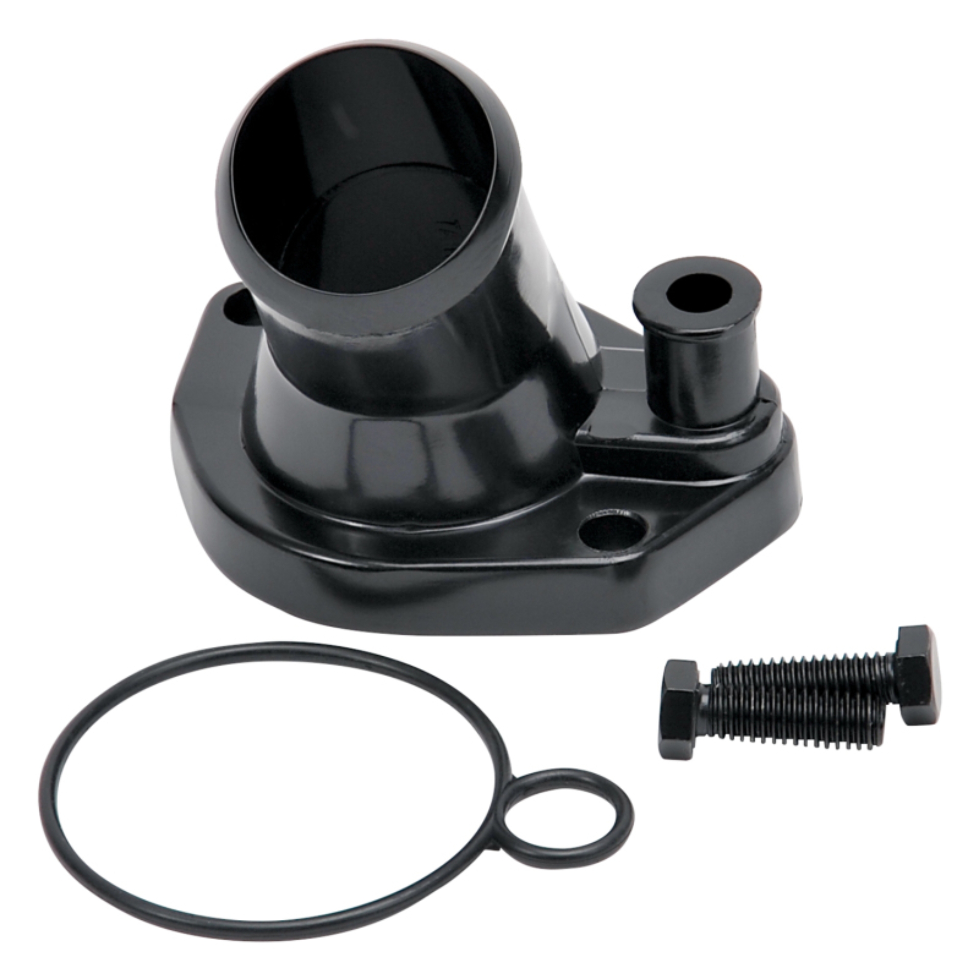 Picture of Edelbrock 15 Deg. Aluminum Waterneck for Small-Block Ford V8 Black Finish