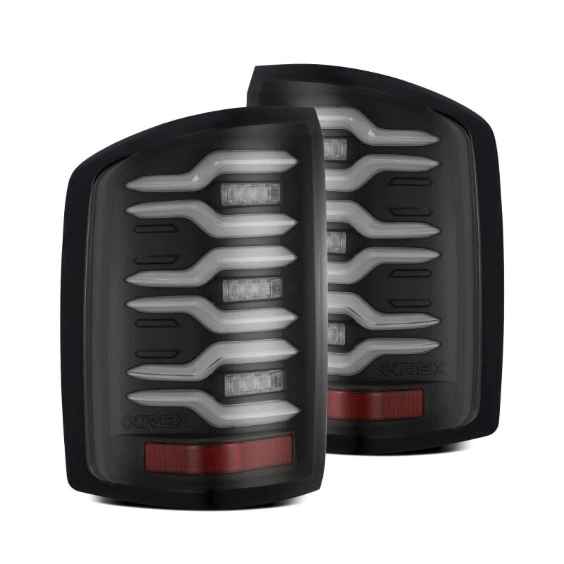 Picture of AlphaRex 14-18 GMC Sierra 1500/2500HD/3500HD LUXX-Series LED Tail Lights Blk w/Actv Light & Seq. Sig